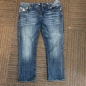 Miss Me Dark Blue Denim Jeans with Embroidered Waistband